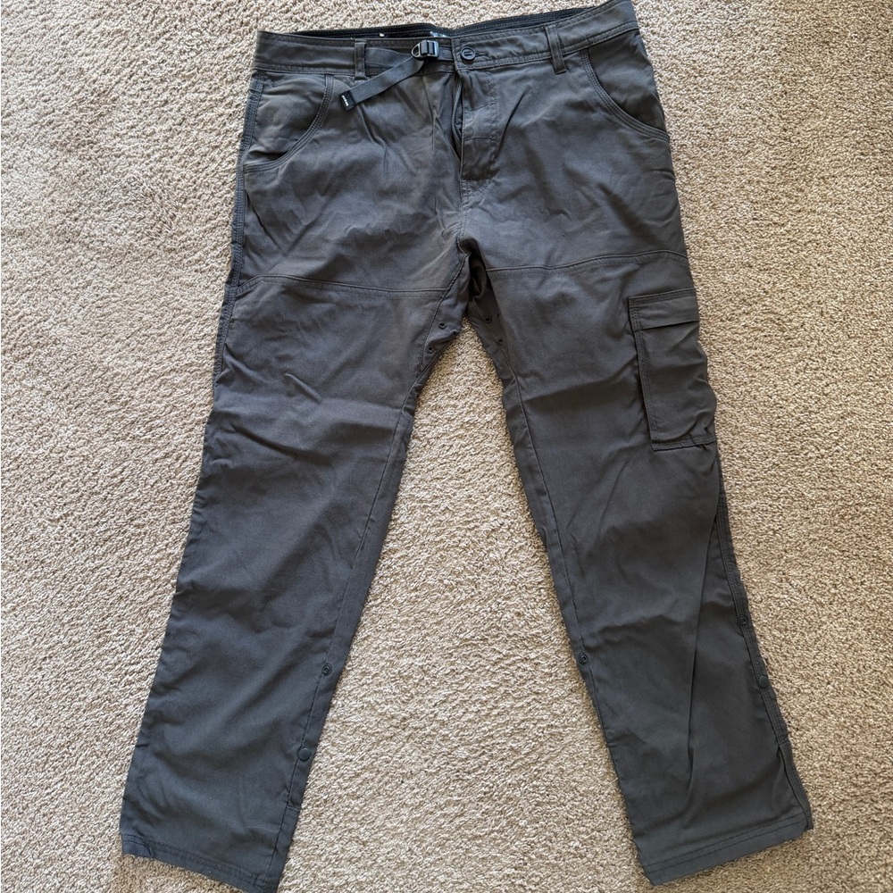 Mens Prana Zion Stretch Slim Pants Gray 35x30”